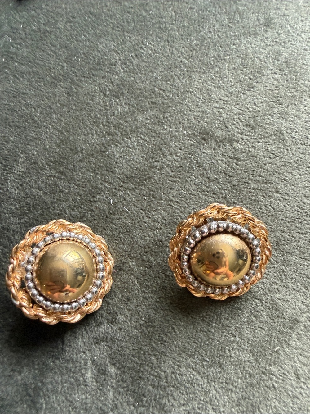 Gold-Tone Braided Button Earrings - Women Jewelry 1970’s